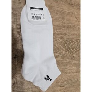 Unisex White Ankle Socks Cotton Embroidered Logo Short Sport Casual Made in Kore